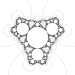 Horocycle orbit for a Kleinian group produced by a cuspidal connected sum (or "plumbing") construction, drawn in inverted coordinate system.  (Produced with lim.)