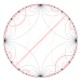 The lift of a maximal geodesic lamination (red) on a hyperbolic punctured torus to the universal cover. (Produced with lim.)