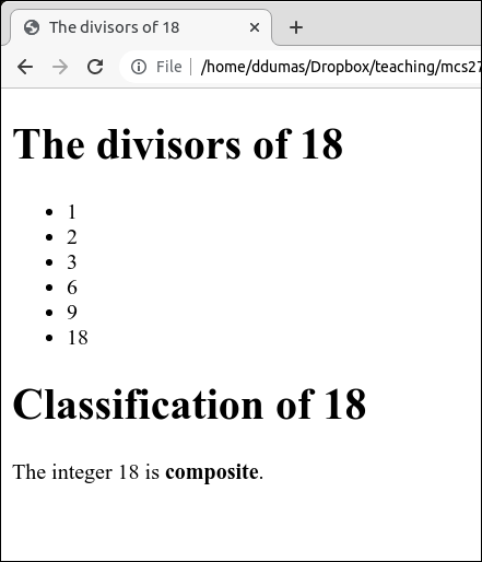 screenshot of HTML document