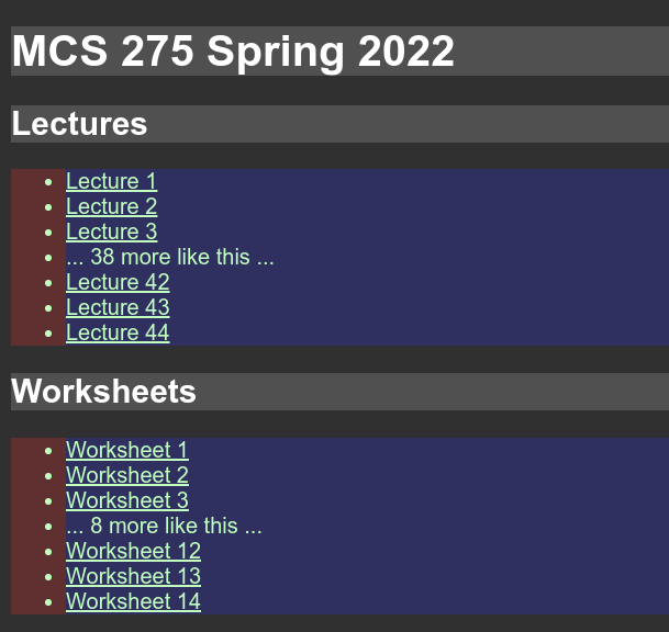 Styled MCS 275 link list