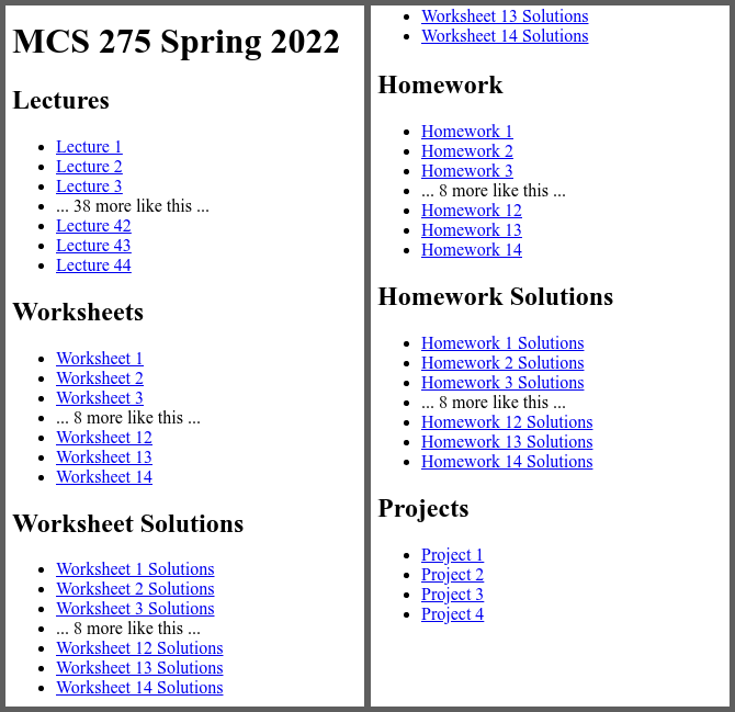 Unstyled MCS 275 link list